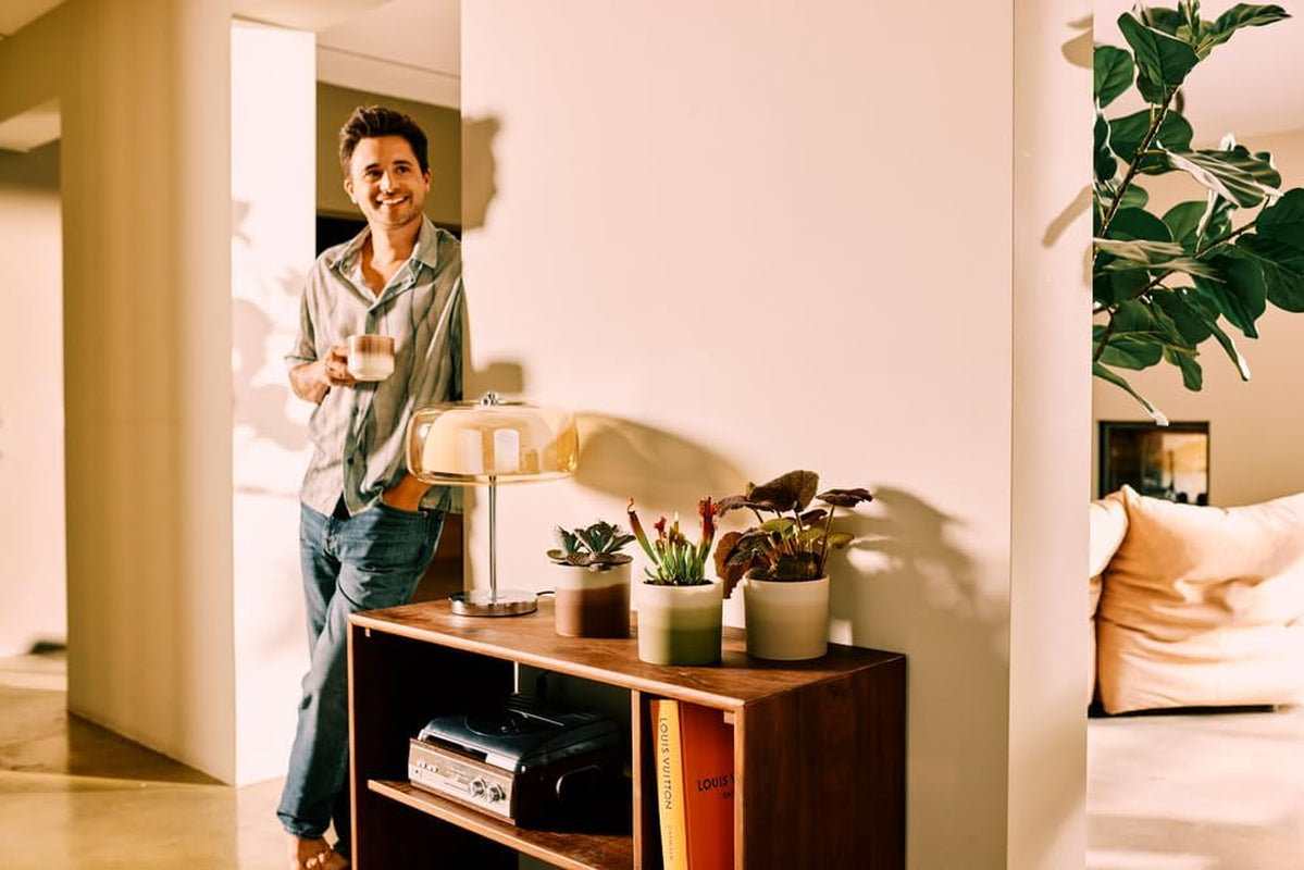 Ghiveci rotund elho Colour Gradient 16cm - pentru interior - 100% plastic reciclat - Ø 15,9 x H 14,7 - bej/bej gresie