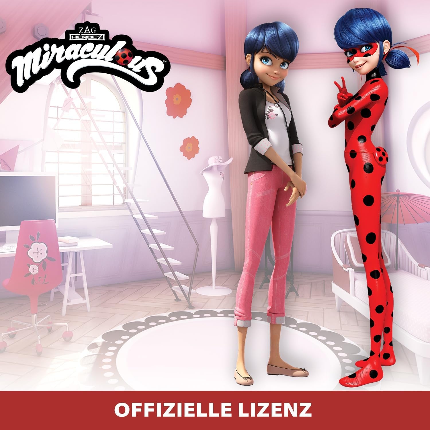 BANDAI – Miraculous Ladybug – Marinette & Ladybug Modepuppe – Bewegliche Puppe 26 cm mit 2 Outfits – Miraculous Spielzeug Gelenkpuppe – Kinderspielzeug ab 4 Jahren – P50355