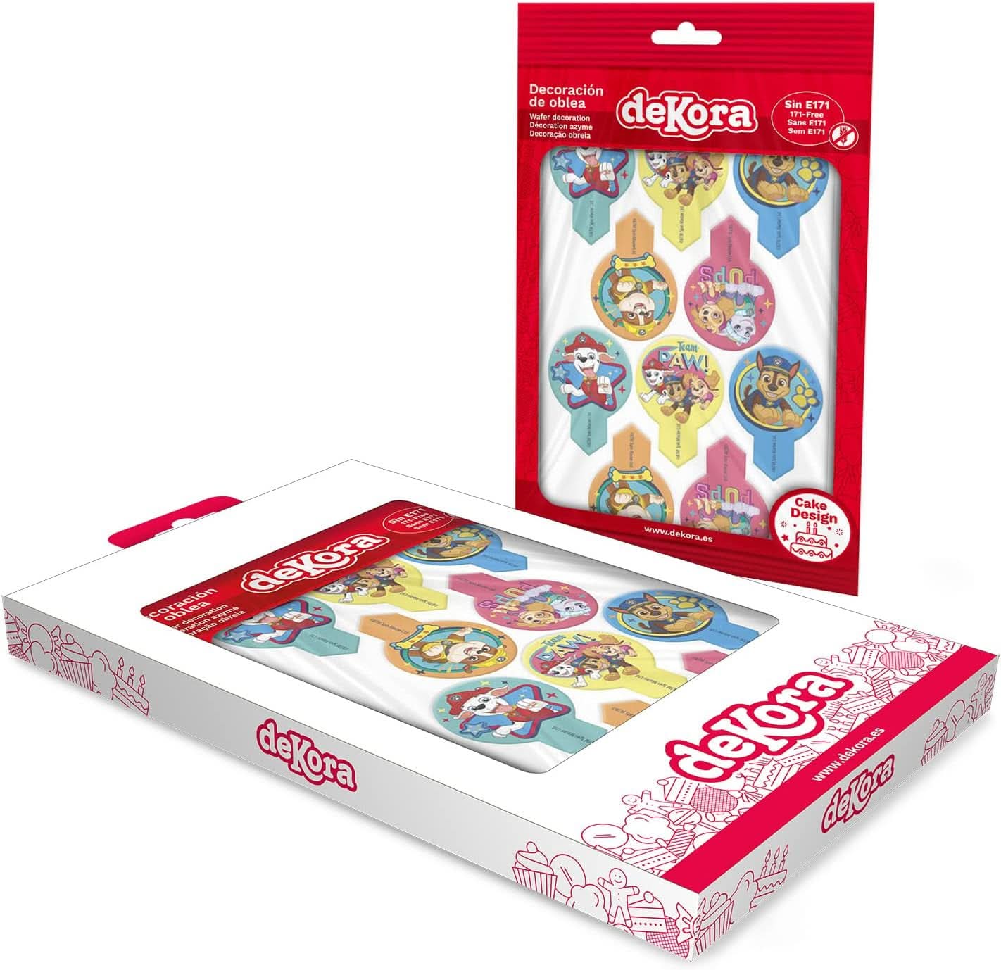 Dekora, Dekorapin Psi Patrol jadalne dekoracje na ciasto, 20 jadalnych wafelków papierowych - 6,5 x 4 cm Naty Shop