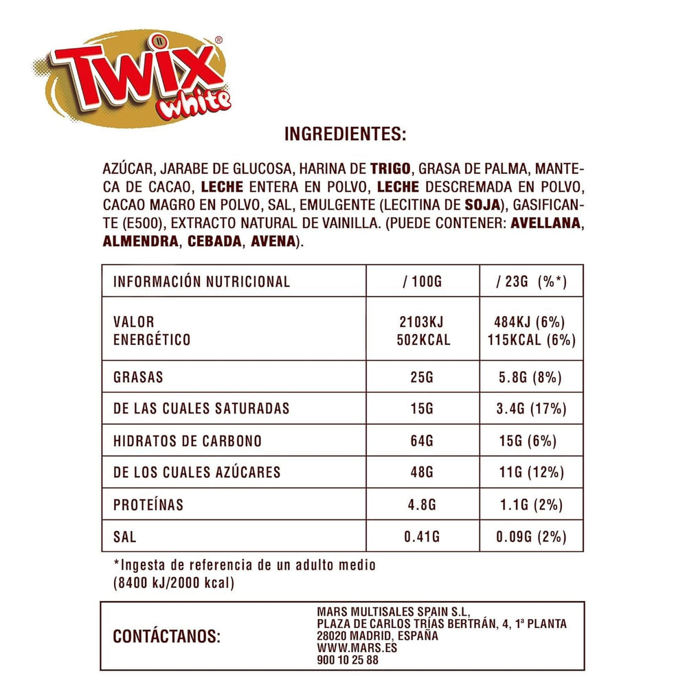 Batoane de ciocolată albă Twix | Caramel, Biscuite, Ciocolată albă | Pachet multiplu de ciocolată | 5 batoane (5 x 46 g) (Pachet de 5)