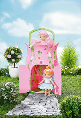 BABY Born Storybook Cottage, składany domek dla lalek 18 cm ze stołem, kominkiem, szezlongiem i teleskopem, różowy zielony, 833803 Zapf Creation Dollhouses Naty Shop