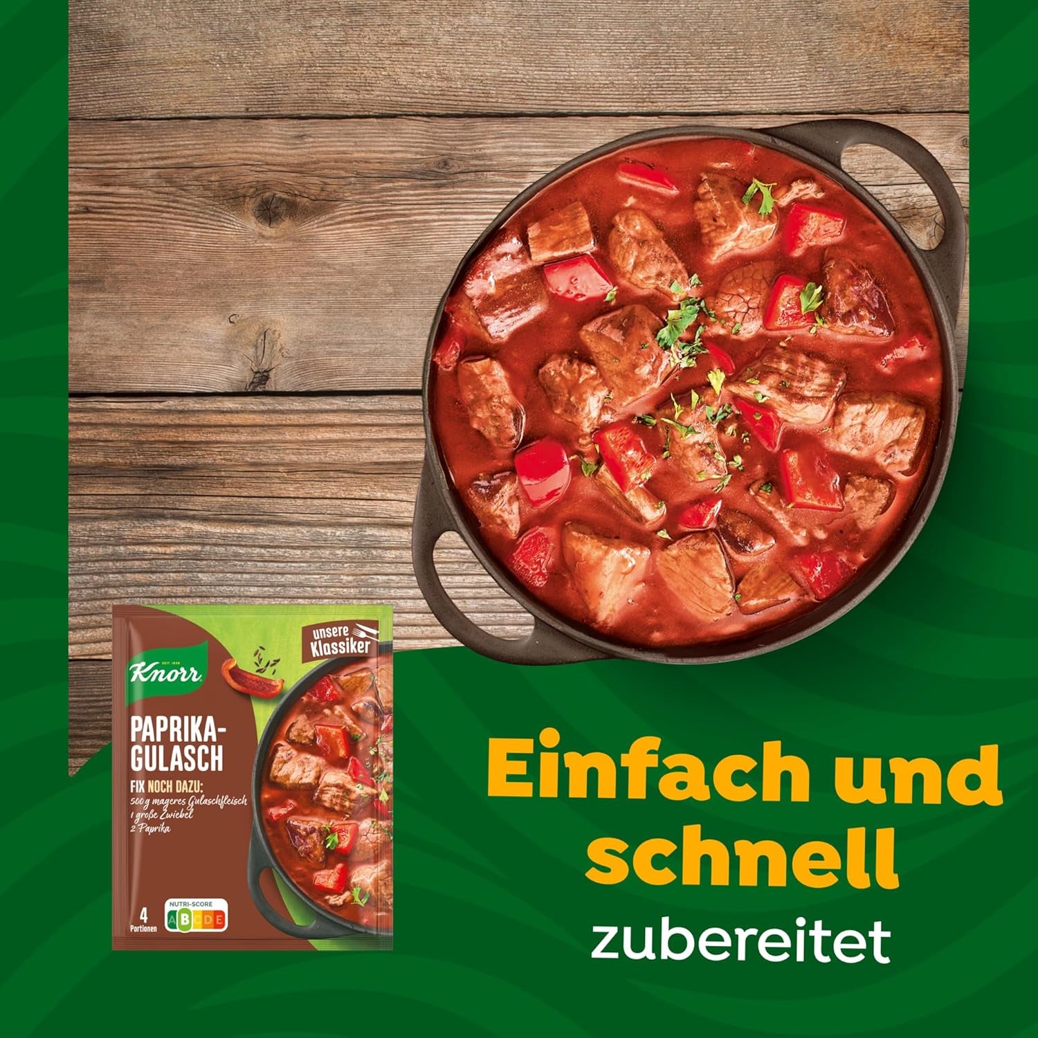 Knorr Fix Würzmischung Paprika-Gulasch für eine leckeres Fleischgericht mit natürliche Składnik 4 Porcje