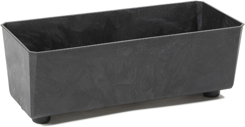 Jardinieră dreptunghiulară LAMELA cu picioare elegante – Ghiveci gri cu aspect de beton, fabricat din plastic robust, 37x17 cm, 6L – Rezistent la intemperii și ușor de curățat – Pentru interior și exterior