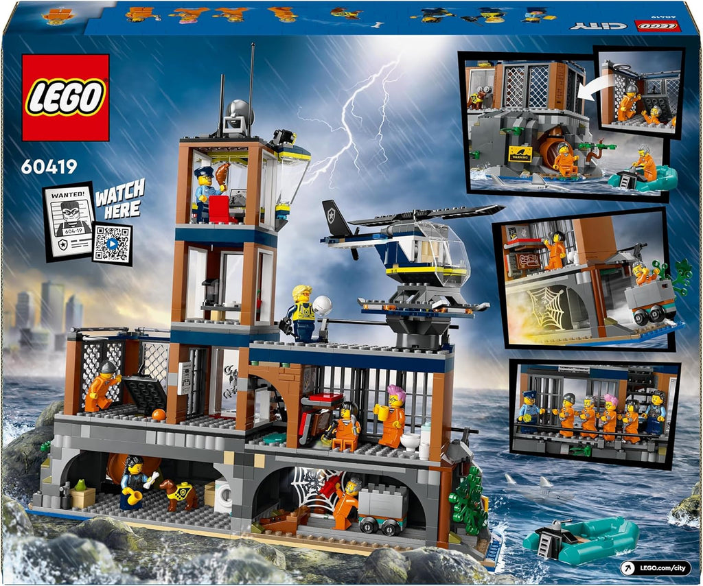 Stație de poliție LEGO City pe insula închisorii, jucărie de poliție cu elicopter, barcă și rechin, set cu 7 minifigurine și câine, cadou aniversar pentru băieți și fete de la 7 ani 60419 Seturi de constructie Besuche den LEGO-Store