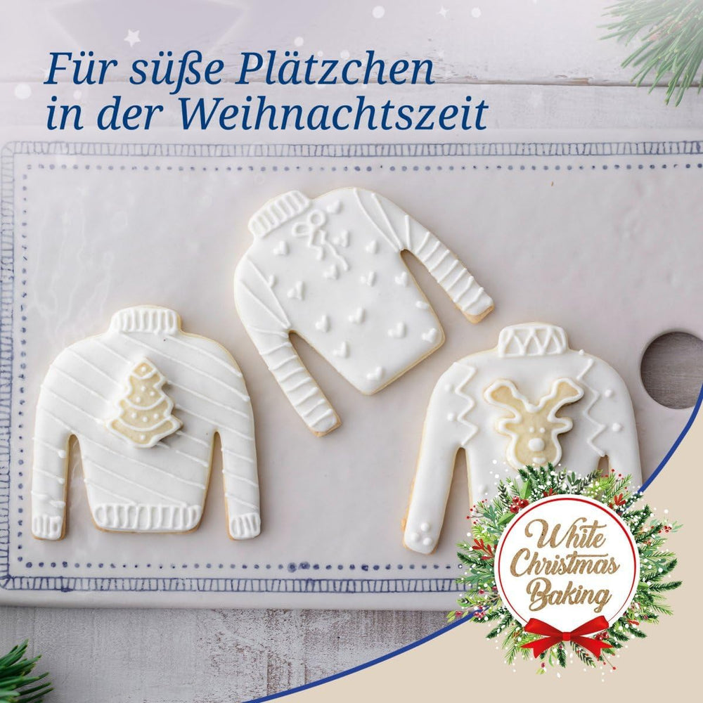 Set de 3 forme de biscuiți Dr. Oetker, model pulover urât de Crăciun – Forme de biscuiți, alb, Crăciun, copt – Forme de biscuiți din oțel inoxidabil pentru Crăciun