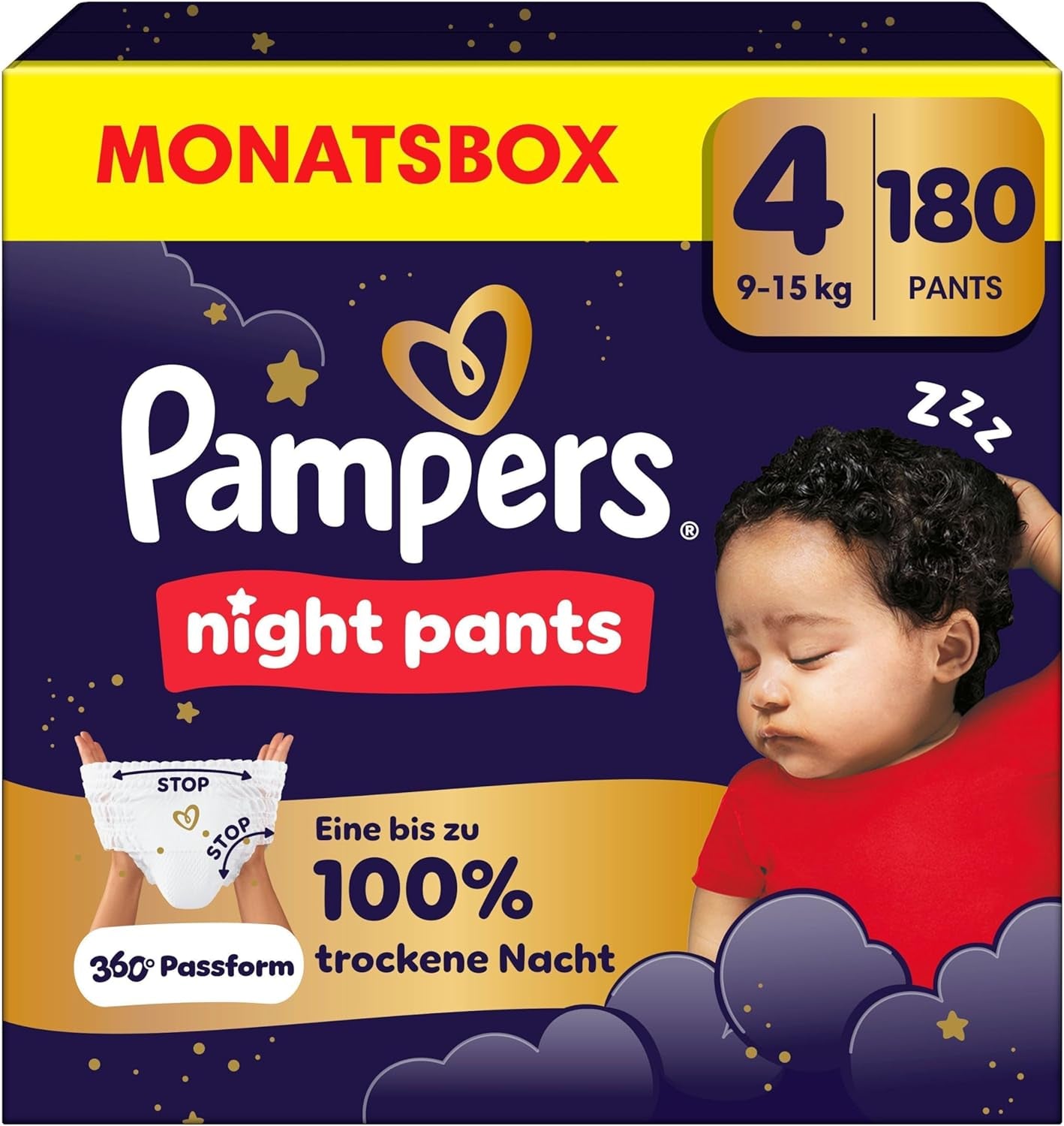 Pampers Night Pants rozmiar 6, 138 sztuk, 13kg-19kg, zapewniają dodatkową ochronę przez całą noc.