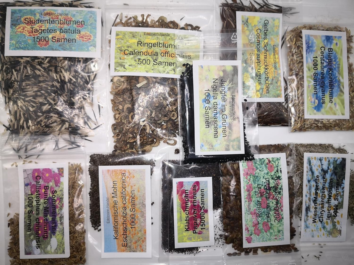 Zestaw nasion dzikich kwiatów, 10 odmian, 28 000 nasion, mieszanka dzikich kwiatów łąkowych z makami, dzwonkami, nagietkami, stokrotkami i nie tylko, wszystko pakowane pojedynczo