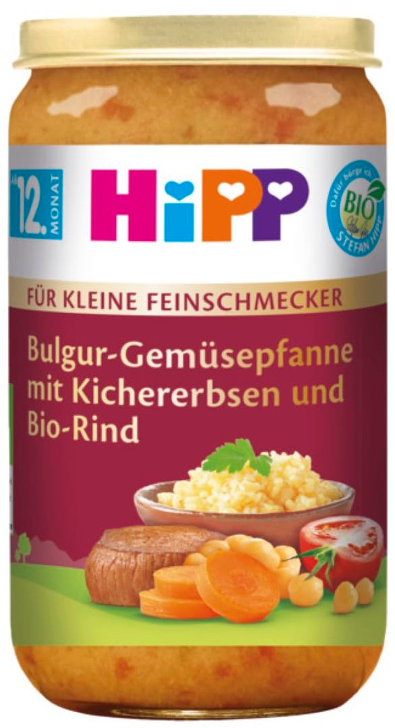 Hipp Organic Dla Małych Smakoszy Menu Bulgur Warzywny Chleb Z Ciecierzycą i Ekologiczną Wołowiną, 250 G, 6 X 250 Gramów Matka i Dziecko Naty Shop Domyślny tytuł