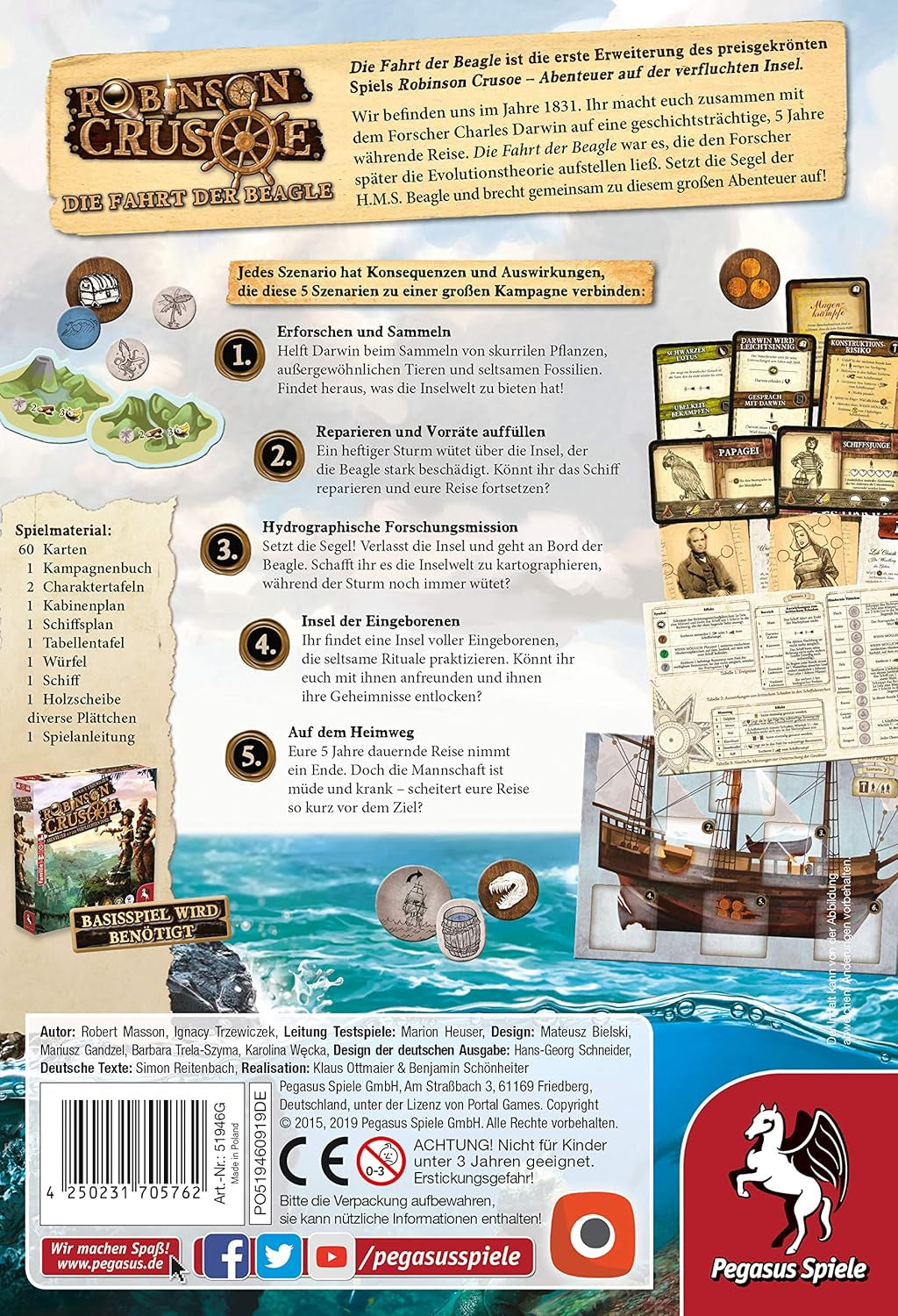 Pegasus Spiele 51946G - Robinson Crusoe Voyage of the Beagle (rozszerzenie), średni