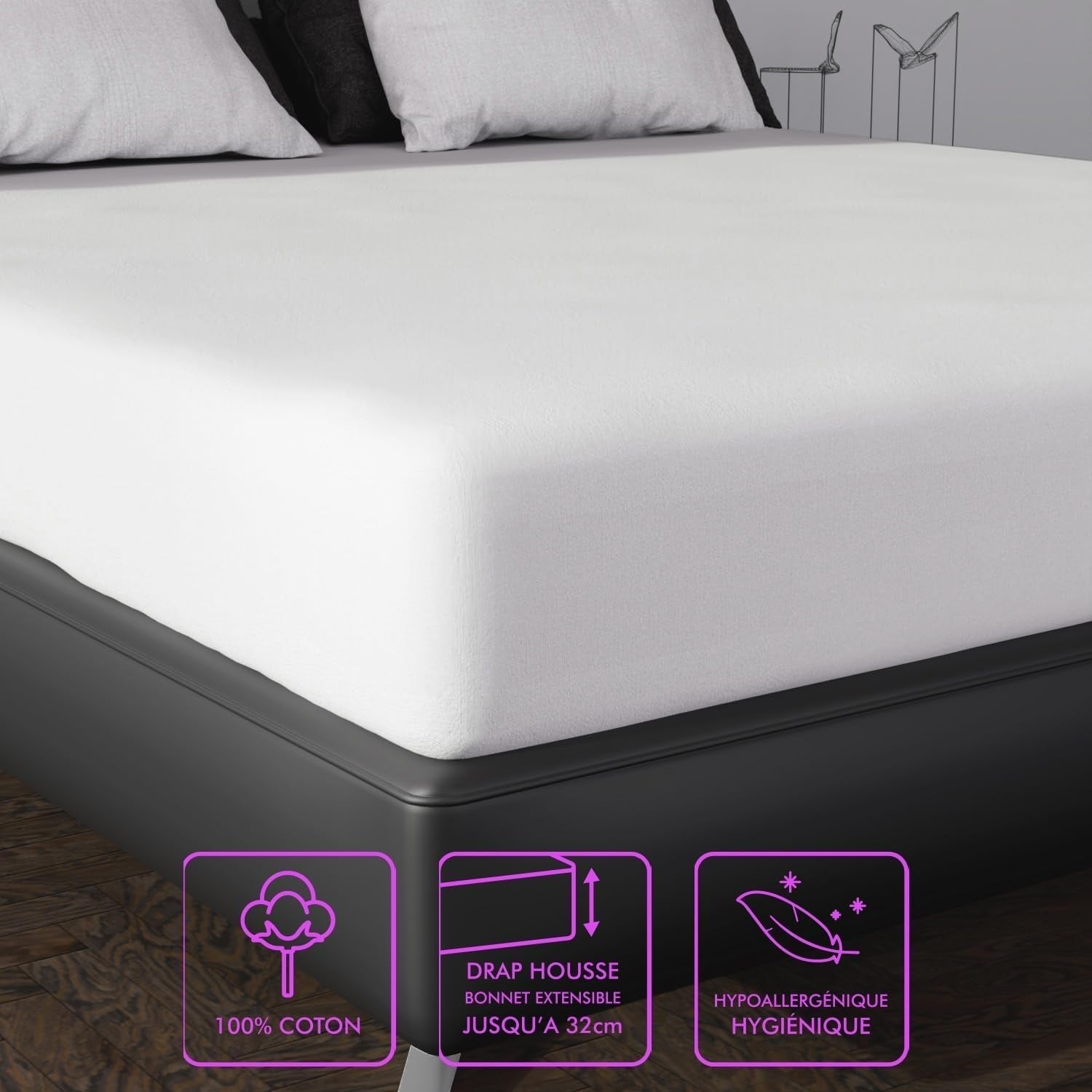 Soleil D'Ocre Saltea protejată cu flanelă, bumbac, alb, 180 X 200 cm Plapumi si pilote Naty Shop