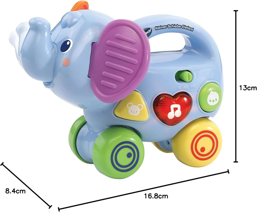 Vtech Baby Little Pushing Elephant - Jucărie interactivă pentru împins și jucat - Cu cântece, melodii, propoziții și sunete - Pentru copii cu vârsta cuprinsă între 6-36 luni Jucarii Bebe Naty Shop