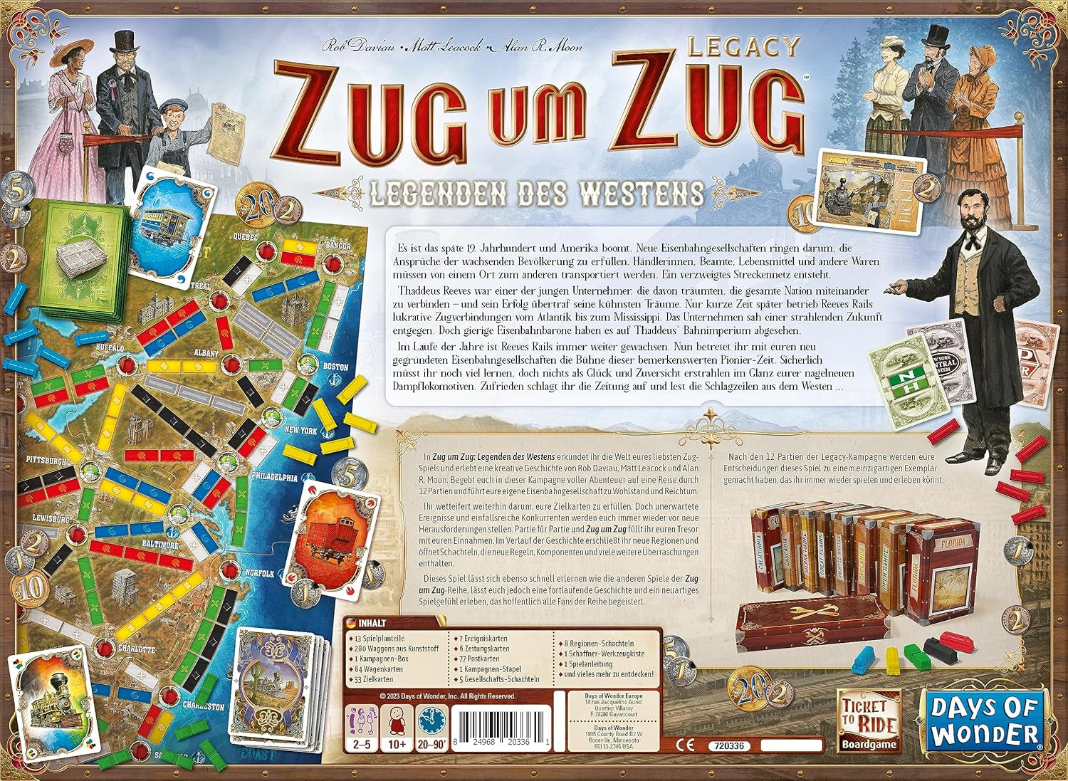 Days of Wonder, Ticket to Ride Legacy: Legends of the West, gra rodzinna, gra planszowa, 2-5 graczy, wiek 10+, 20-90 minut, język niemiecki