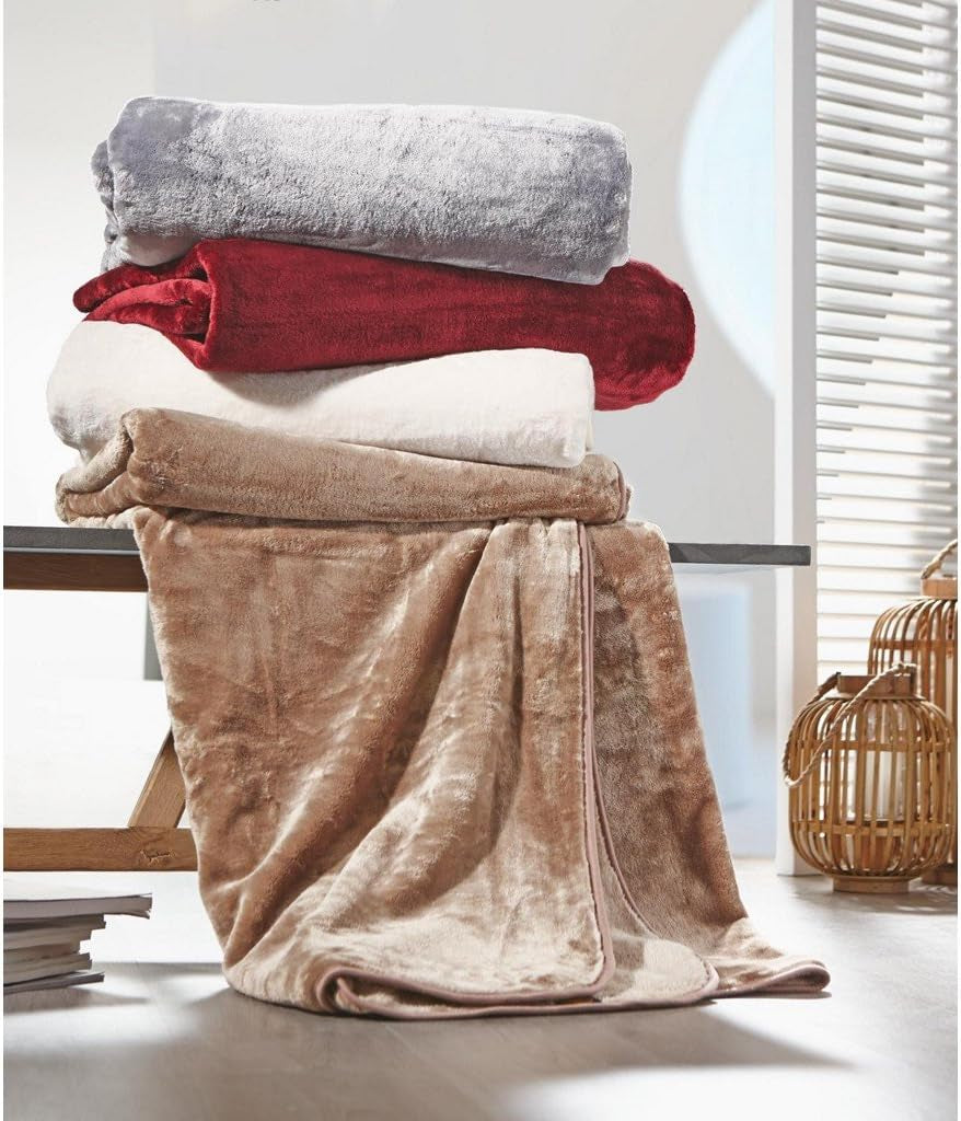 Amago - Wygodny koc o wyglądzie kaszmiru, 220 x 240 cm - antracyt Amago Łóżka i koce