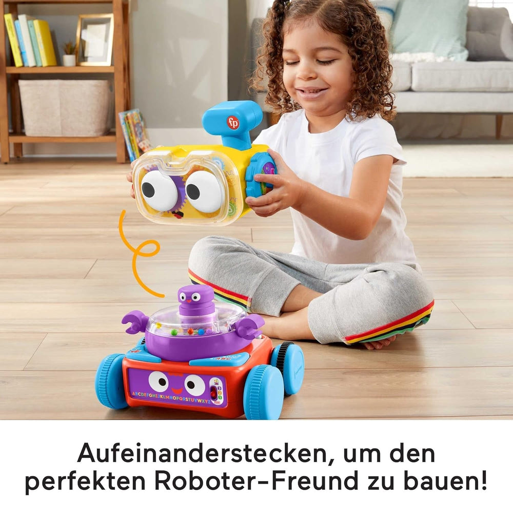 Fisher-Price 4-in-1 robot de învățare Linus pentru bebeluși și copii mici, jucărie de la 6 luni - vorbitor de germană, HCK39 Jucarii Bebe Naty Shop