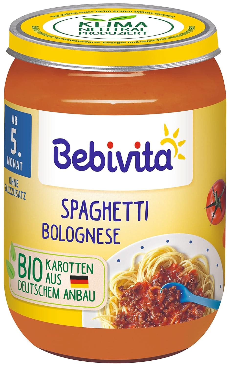Meniuri din luna a 5-a Macaroane cu sos de rosii si legume, pachet 6 (6 x 190g) Mama si Copilul Naty Shop Mittel Gemüse-Spaghetti Mit Pute