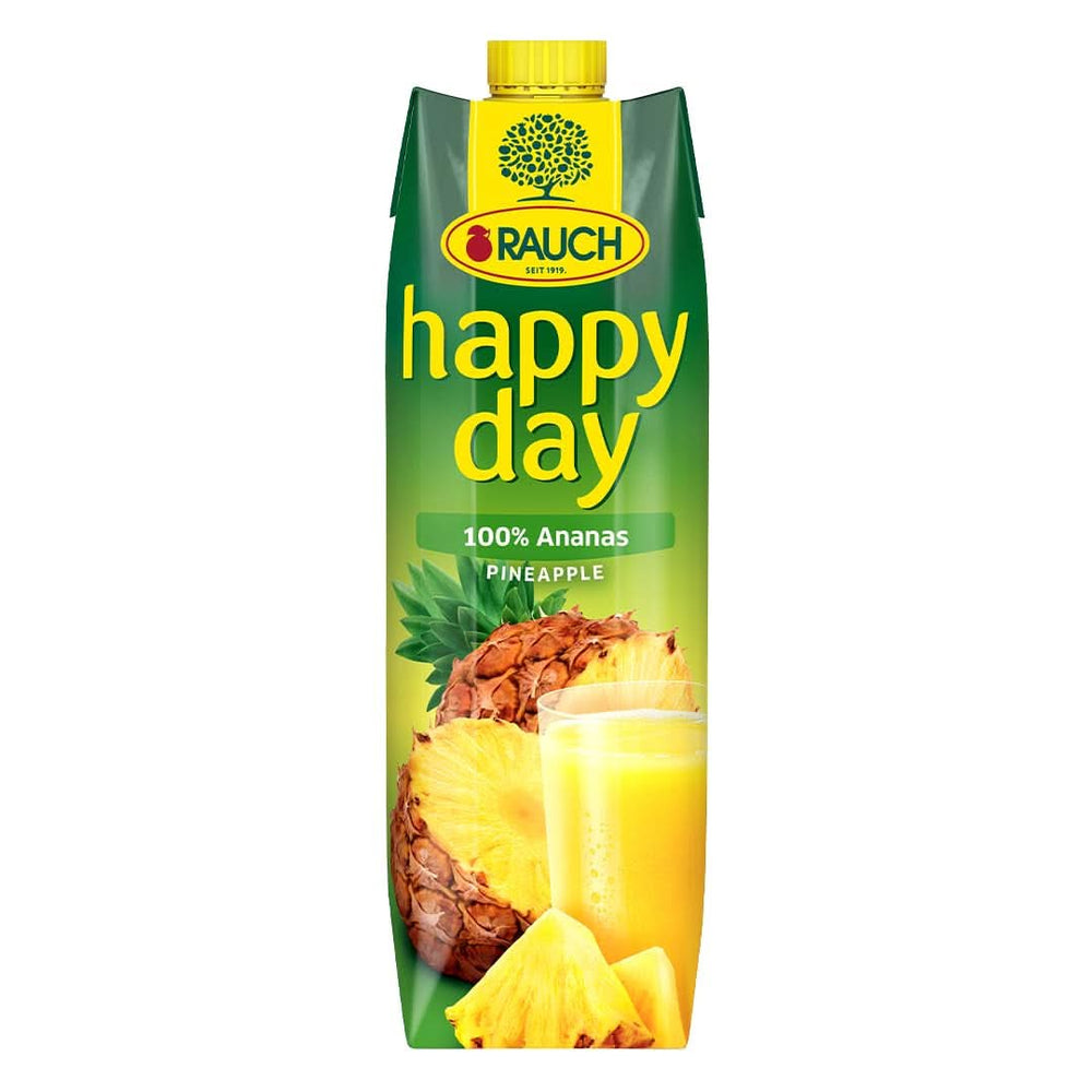 Rauch Happy Day Ananas | Eksplozja tropikalnych smaków | Wykonane w 100% z zagęszczonego soku ananasowego | 6 x 1 litr, Tetra Prisma Napoje bezalkoholowe Naty Shop