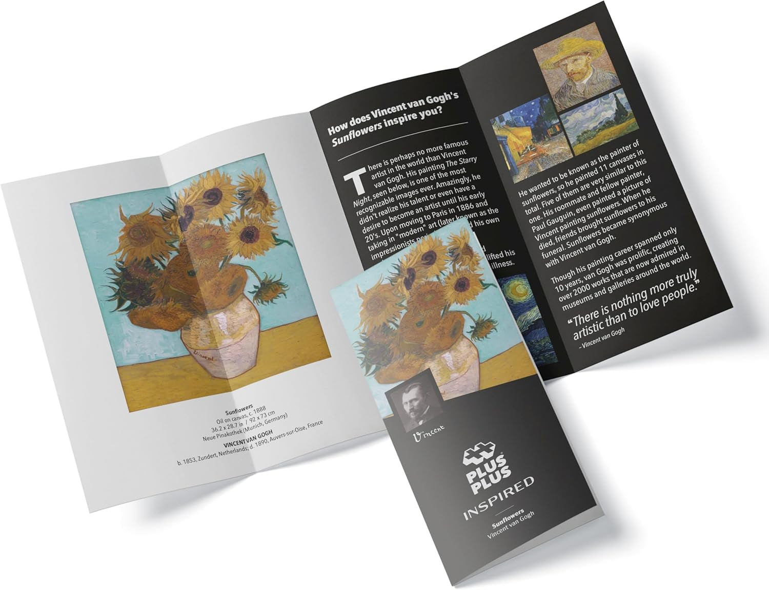 Plus-Plus 5163 Geniales Konstruktionsspielzeug, Sonnenblumen von Vincent Van Gogh, Inspired-Edition, Kreativ-Bausteine ​​​​Tube, 350 Teile, Słoneczniki