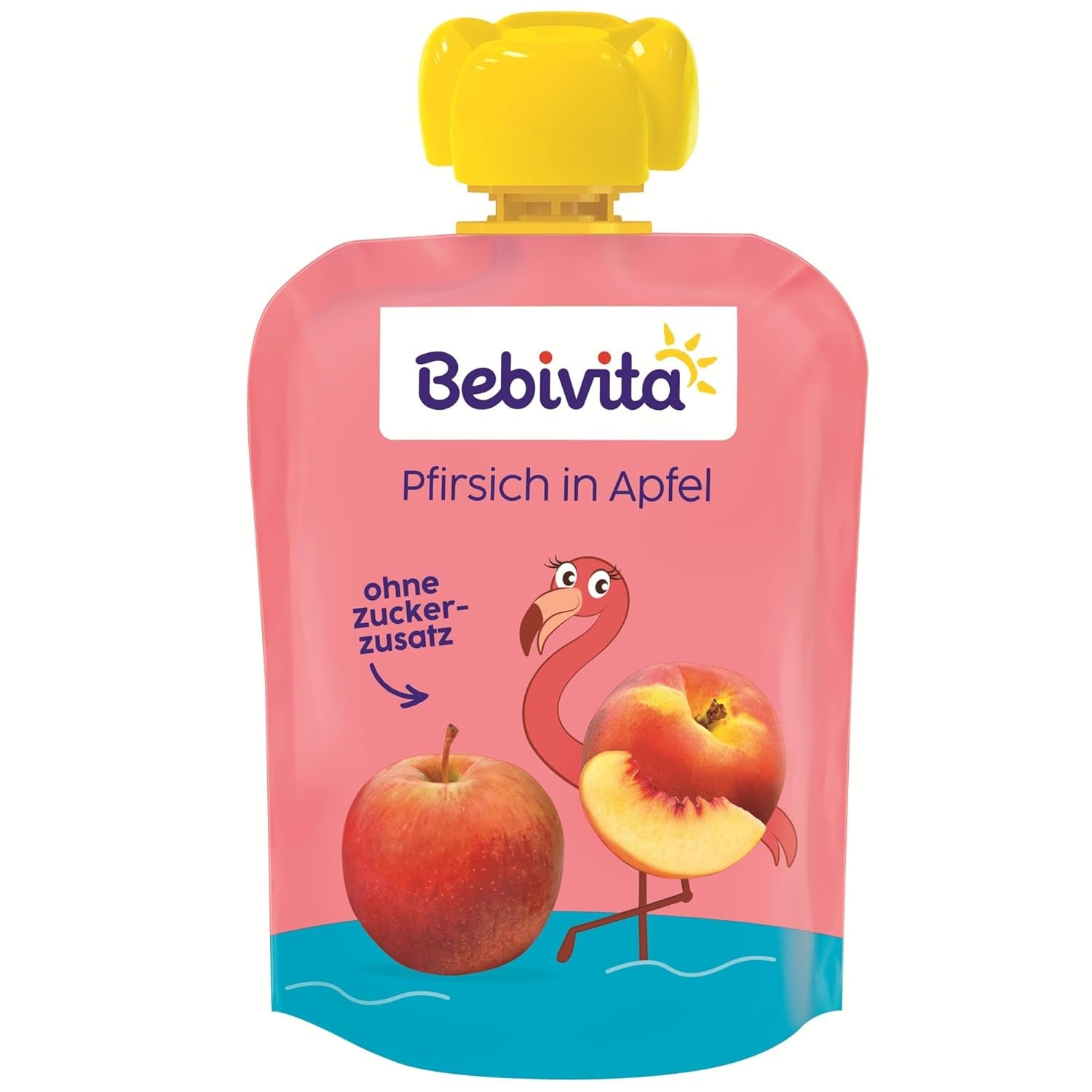 Woreczki do wyciskania Peach Apple - 16 opakowań (4 opakowania po 4 x 90 g każde), bez dodatku cukru, bezglutenowe, wegańskie, idealne dla dzieci od 5. miesiąca życia, idealne na wynos
