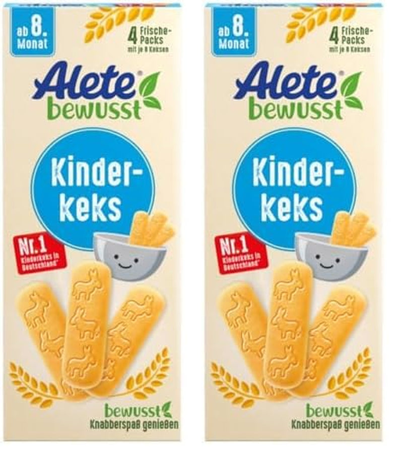 Alete Conscious Baby Biscuits, 8 miesięcy +, Ciasteczka z masłem pszennym dla niemowląt, Wygodnie pakowane małe ciasteczka na przekąskę, Idealne do zabrania w podróż i na czas, 1 x 180 g (2 sztuki w opakowaniu)