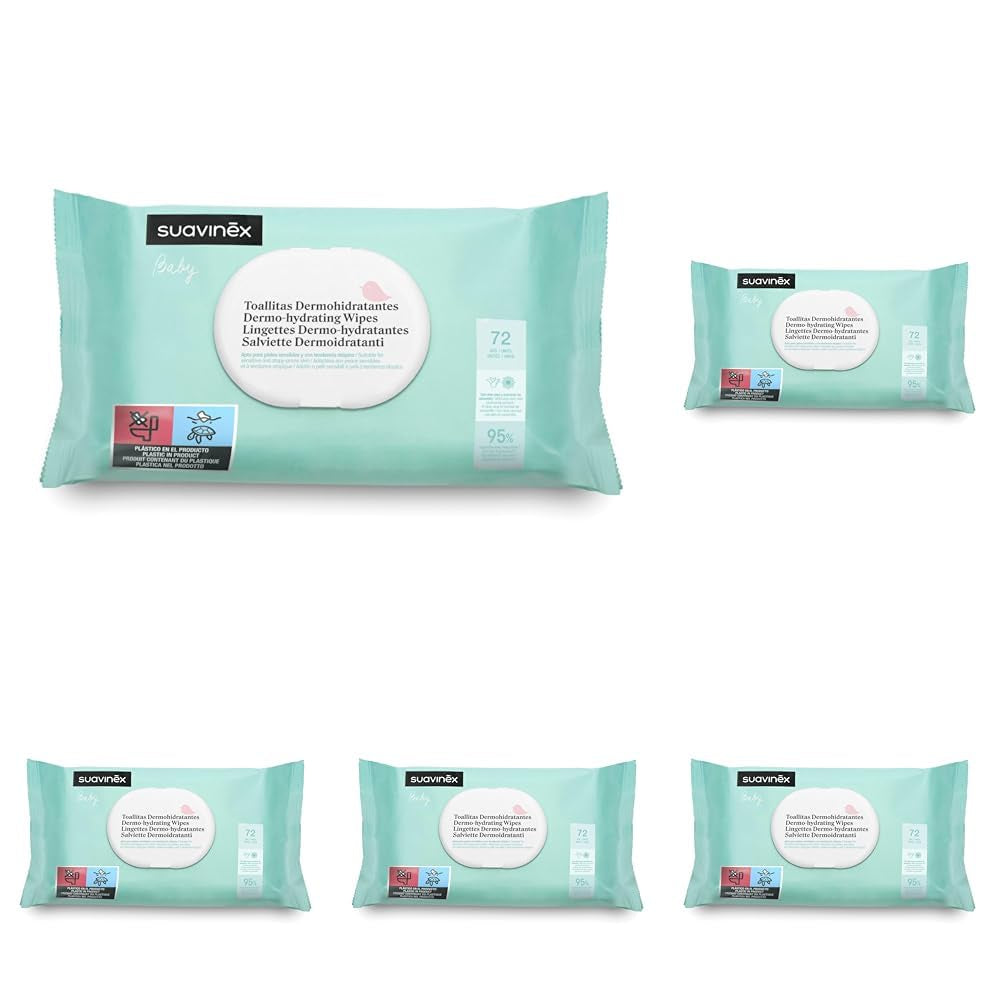 Suavinex Chusteczki nawilżane dla niemowląt 60 sztuk Odpowiednie dla skóry atopowej 96% naturalnych składników