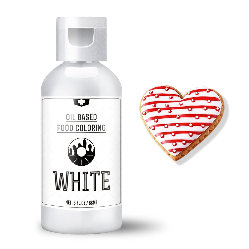 Colorant alimentar liposolubil pentru ciocolată - 88 ml colorant alimentar pe bază de ulei pentru fondant, copt, prăjituri, fursecuri - Colorant alimentar lichid fără aromă pentru unt de cacao, prăjituri, cremă de unt (alb)