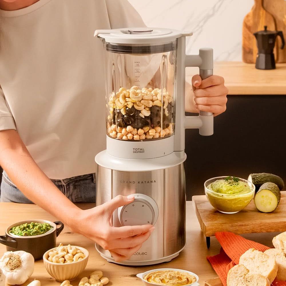 Mikser stojący Cecotec Grand Katana 2700MAX Total Destroy W. Maximalleistung 2700W, Gegenläufige Technologie, 8-Klingen-Messer Mit Schwarzer Titanbeschichtung, Thermoresistenter Krug 1,8L Matka i Dziecko Naty Shop