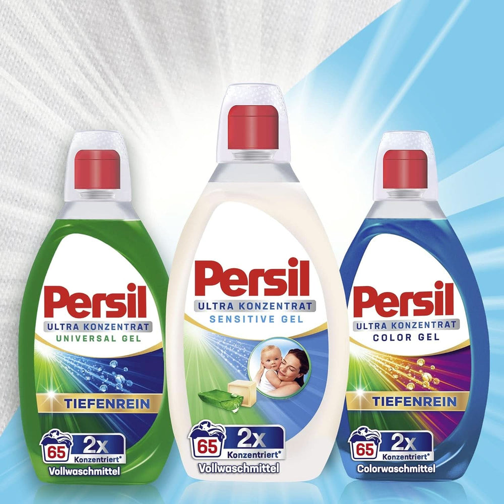 Persil Ultra Concentrate Sensitive Gel (130 prań) Detergent w płynie dla alergików i dzieci w mniejszej butelce, aby zmniejszyć ilość plastiku Usuwa trudne plamy Testowany dermatologicznie Detergenty do prania Naty Shop