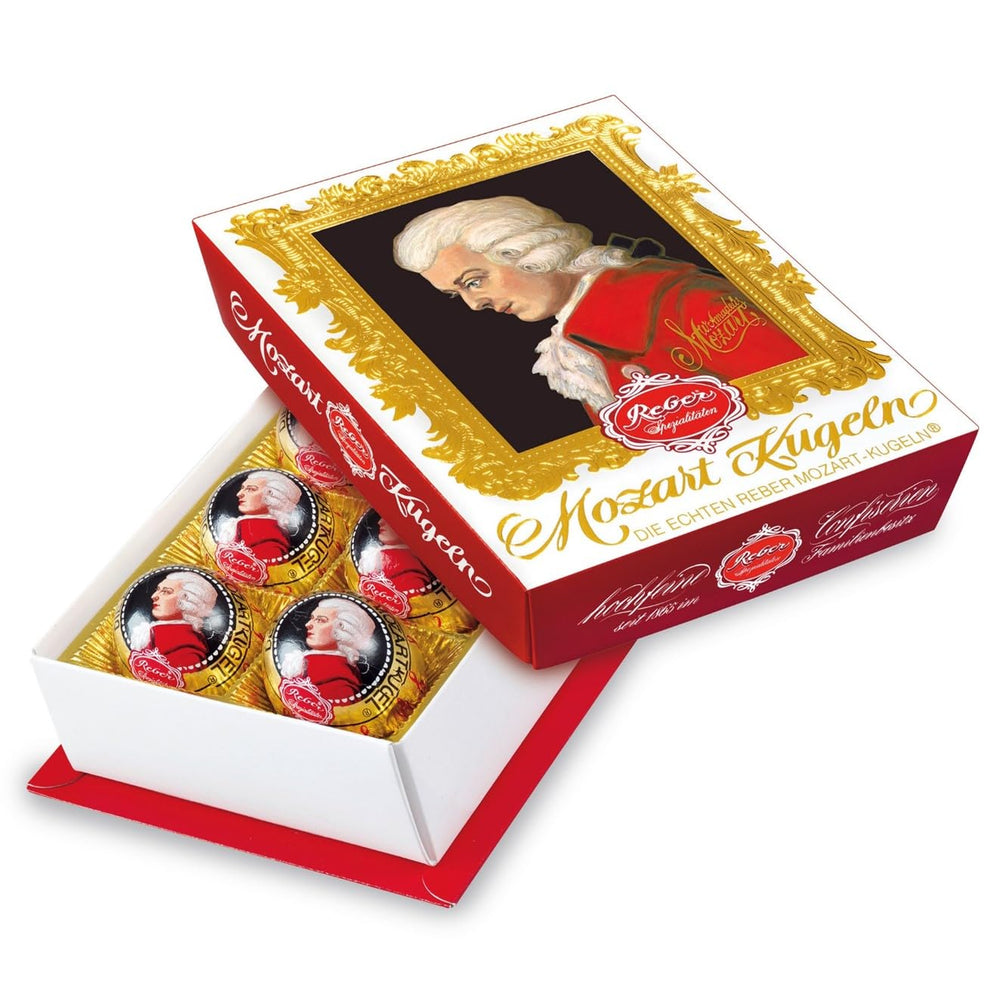 Kulki Reber Mozart z gorzką czekoladą, opakowanie 6 szt. z marcepanem i nugatem, wegańskie - 1 x 120 g