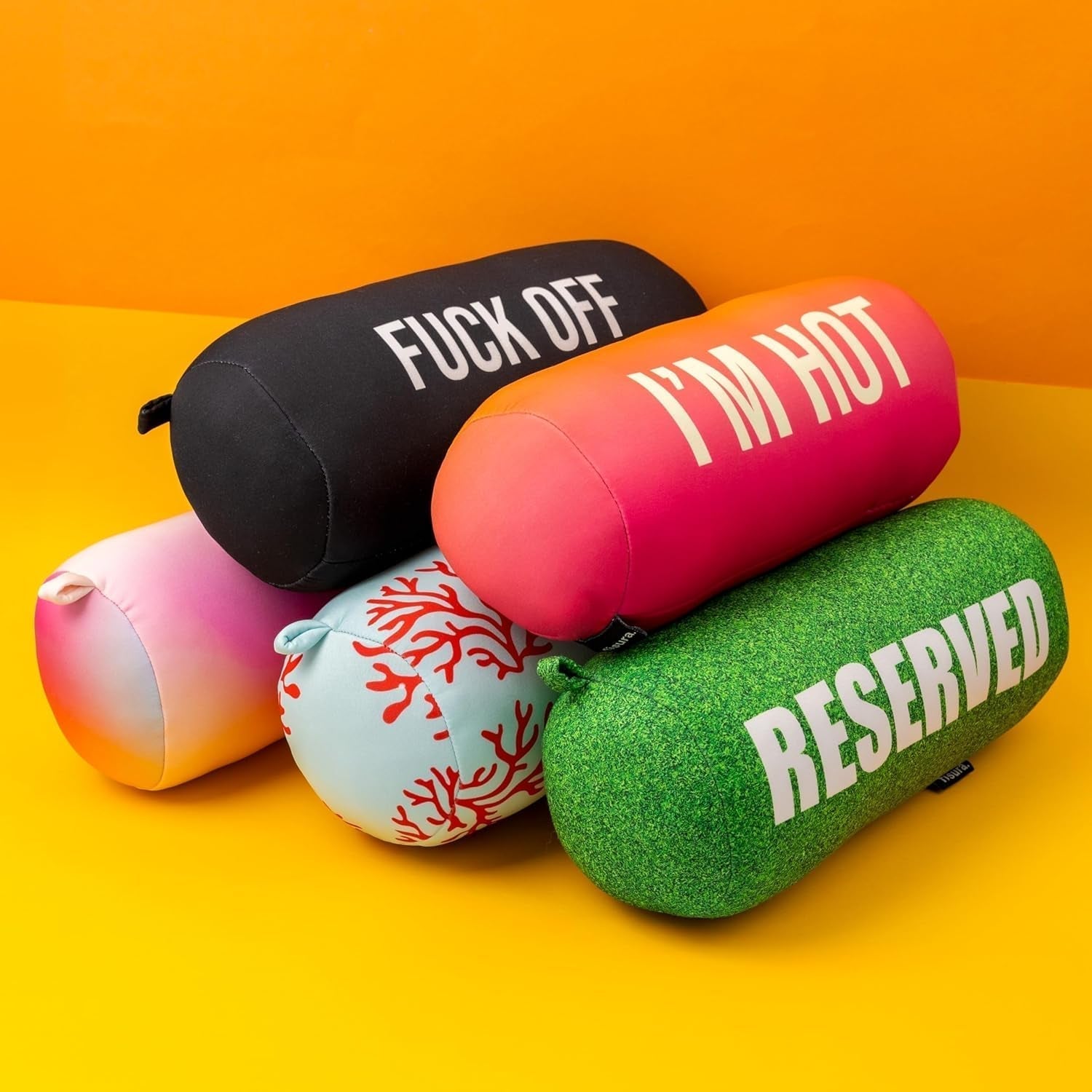 FISURA Pernă de plajă, Culoare gradient, 29 X 12 Cm, Pernă de relaxare, Roz, Pernă de călătorie originală, Pernă de camping din poliester, Demontată Perne calatorie Naty Shop