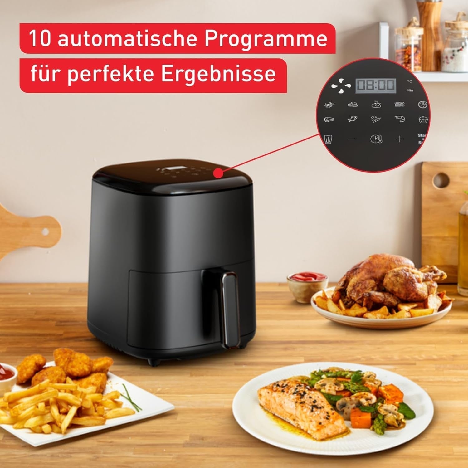 Tefal Easy Fry Max EY2458, 5 litrów, frytownica na gorące powietrze, 10 automatycznych programów gotowania, cyfrowy ekran dotykowy