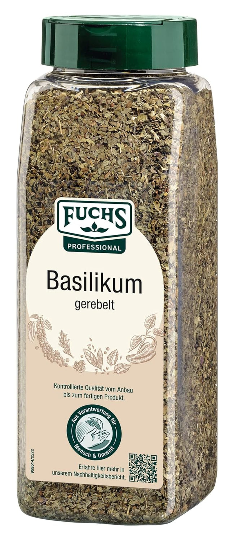 - Basilikum gerebelt | Mediterranes Gewürzkraut für Großverbraucher | Mit praktischem Streuaufsatz | 150 g dużego Streuera