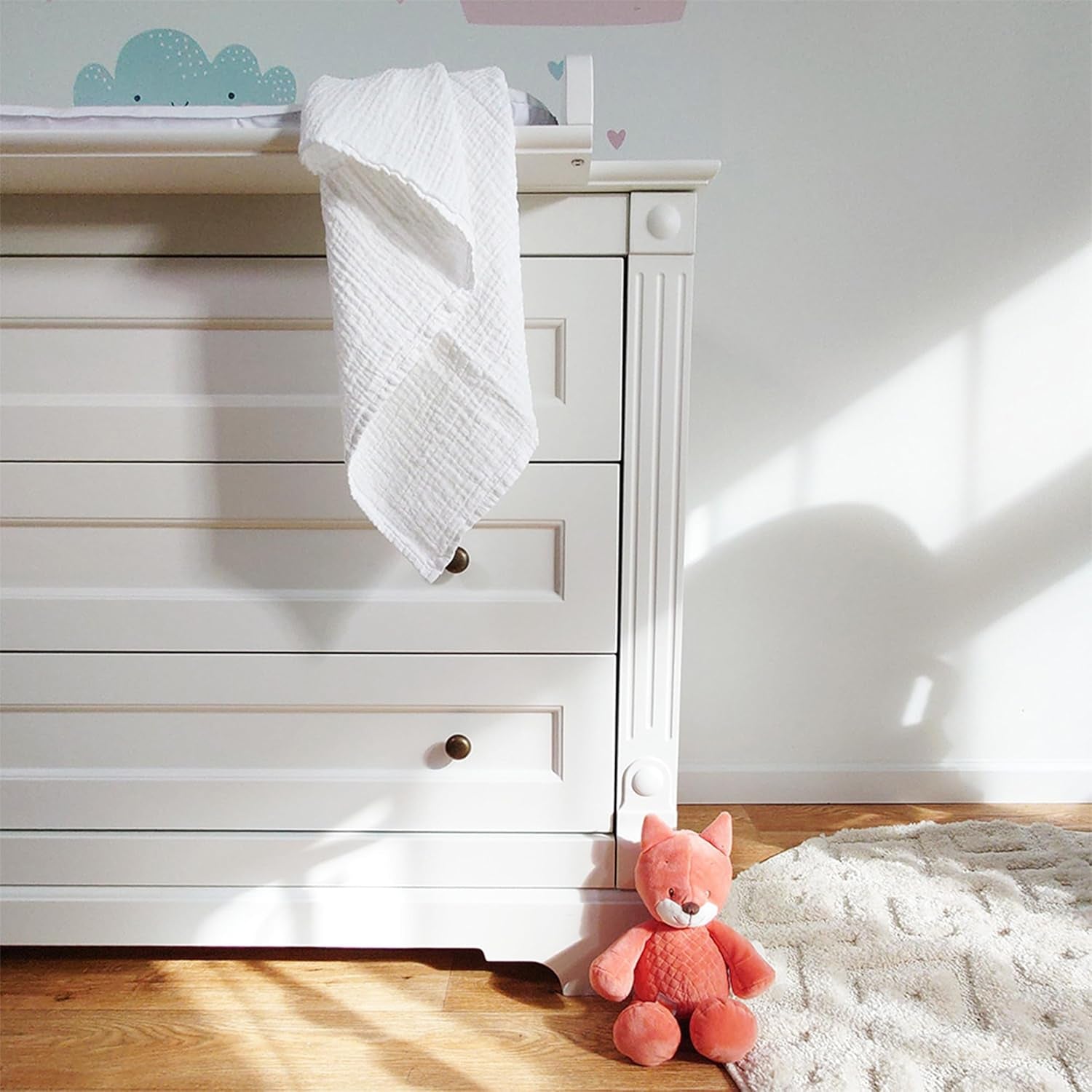 MAKIAN Muślinowe kwadraty, opakowanie 10 sztuk, 80x80cm, certyfikat Oeko-TEX® Standard 100, 10 wysokiej jakości ściereczek do odbijania - podwójnie tkane kwadraty / kwadraty muślinowe, odporne na gotowanie - białe