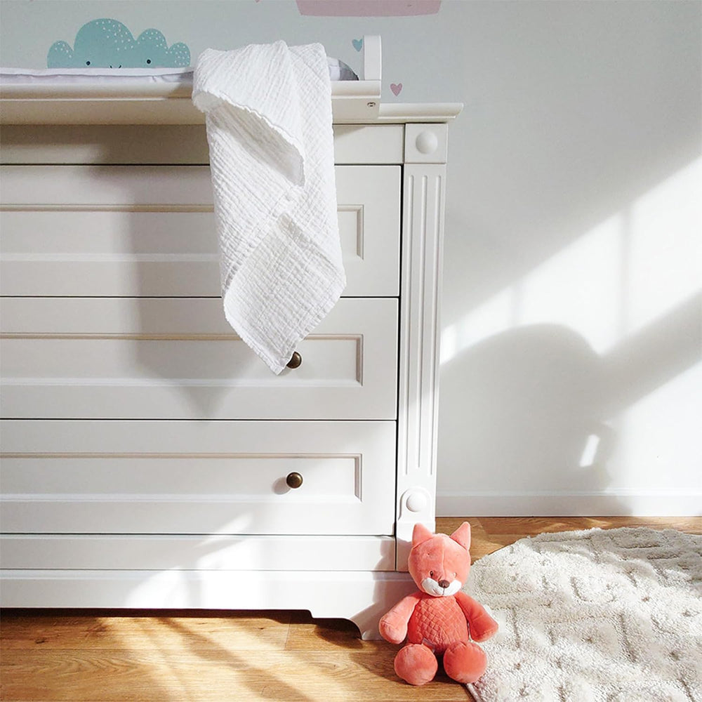 MAKIAN Muślinowe kwadraty, opakowanie 10 sztuk, 80x80cm, certyfikat Oeko-TEX® Standard 100, 10 wysokiej jakości ściereczek do odbijania - podwójnie tkane kwadraty / kwadraty muślinowe, odporne na gotowanie - białe