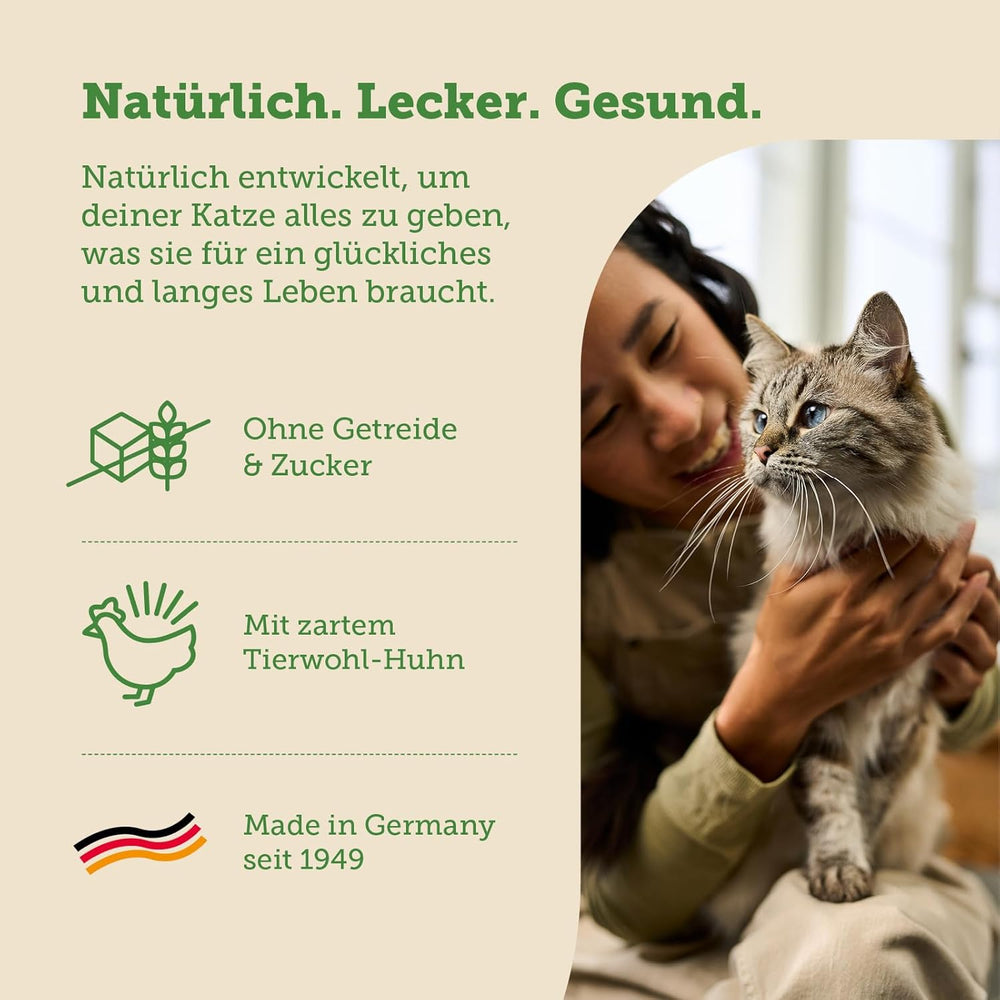 Hrană umedă pentru pisici MERA Cats Nature Sensitive cu pui 12x85g | Mono-proteină, fără zahăr și fără cereale | Conținut ridicat de carne și hrană umedă ușor digerabilă pentru pisici