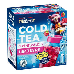 Meßmer Cold Tea Trinkpause Zmeură | Ceai de fructe, aromatizat natural, cu gust de zmeură | Ediție limitată | Pentru infuzie rece | 14 pliculețe piramidale