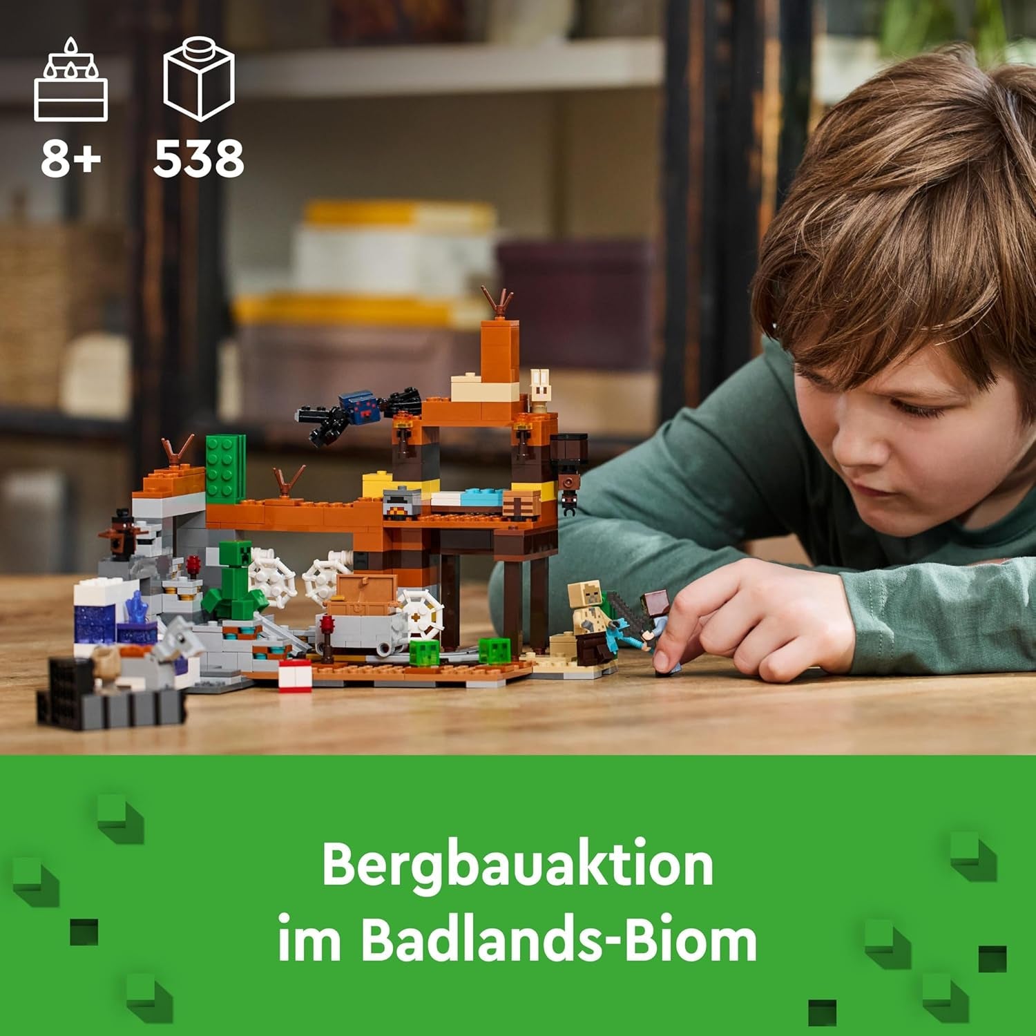 LEGO Minecraft Kopalnia Badlands Gra wideo Zestaw zabawek górniczych dla chłopców i dziewcząt w wieku od 8 lat Zabawne klocki budowlane Zestaw przygodowy Prezent urodzinowy 21263 Zestawy do budowania Besuche den LEGO-Store
