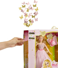 MGA's Dream Ella Let's Celebrate Puppe - ARIA - 29 cm große Blonde Party Modepuppe - Rosa & Gold Glitter Konfettischmetterlinge - 5 akcesoriów - Für Sammler & Kinder ab 4 Jahren