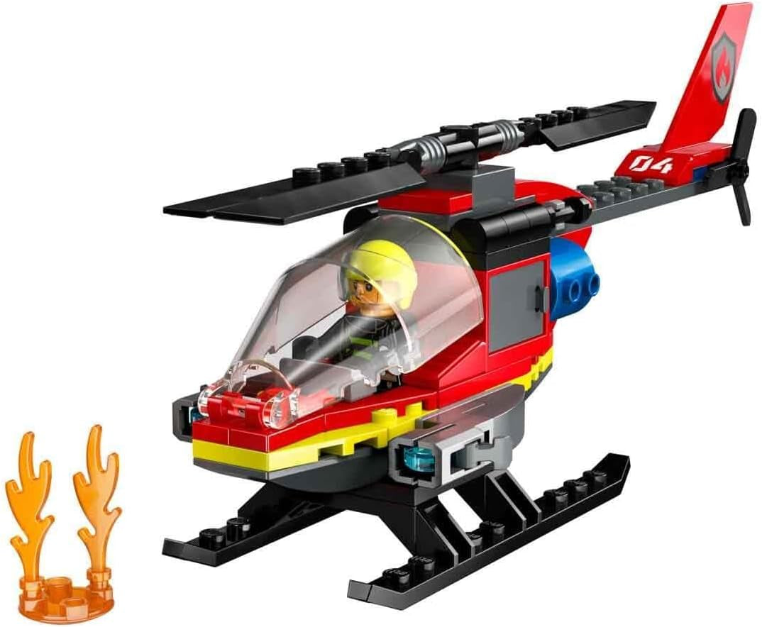 LEGO City Helikopter straży pożarnej, zestaw zabawkowy helikopter i figurka pilota, helikopter strażacki zapewniający pomysłową zabawę, prezent dla dzieci, chłopców i dziewcząt od 5 lat 60411 Zestawy do budowania Besuche den LEGO-Store