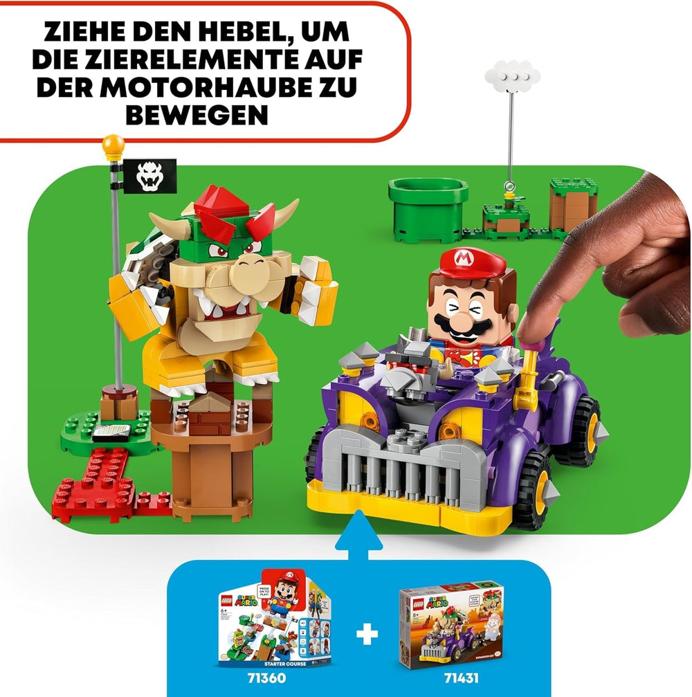 LEGO Super Mario Wózek z potworami Bowsera — zestaw dodatkowy Autko Bowser dla chłopców i dziewcząt Zestaw z jedną postacią Prezent dla gracza dla 8-latków 71431 Zestawy do budowania Besuche den LEGO-Store