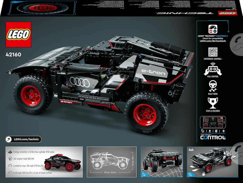 LEGO 42160 Technic Audi RS Q e-tron, zdalnie sterowany Rallye-Auto-Spielzeug, Dakar-Rallye-Geländewagen, App-steuerter RC mit Control+, Geschenk für Jungen, Mädchen und Fans ab 10 Jahren zum Bauen