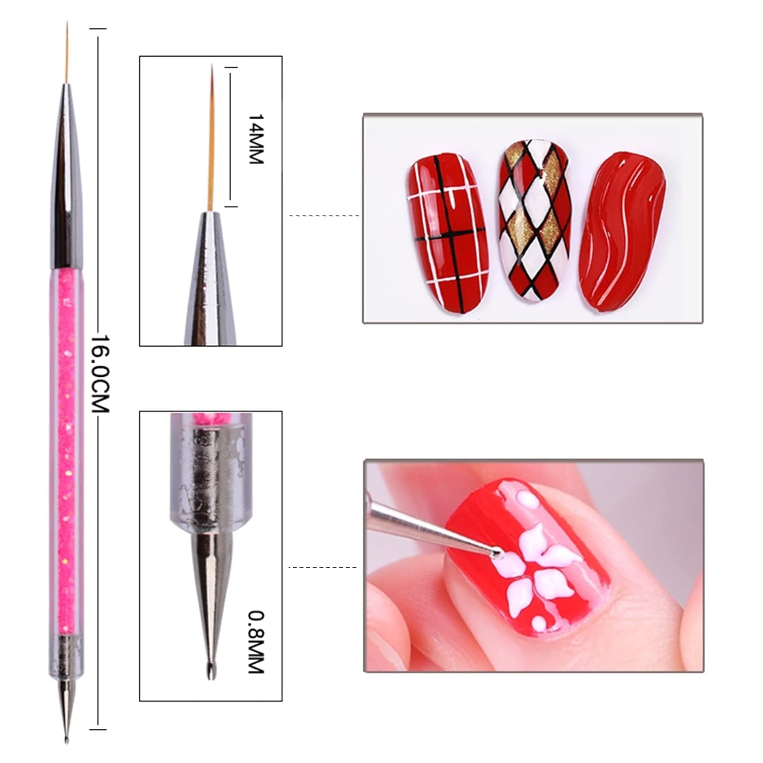 Nagel Art Fineliner Pinsel[5 Stück],Nagel Art Liner Pinsel,Professionel Detail Pinselset,Nagellack Pinsel,Für Nail Art Design Painting Salon,Nageldesign Nagel Fußpflege