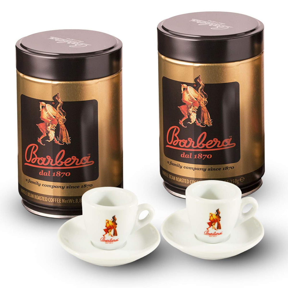 Caffè Barbera - 2 cutii de boabe întregi + 2 cești de espresso