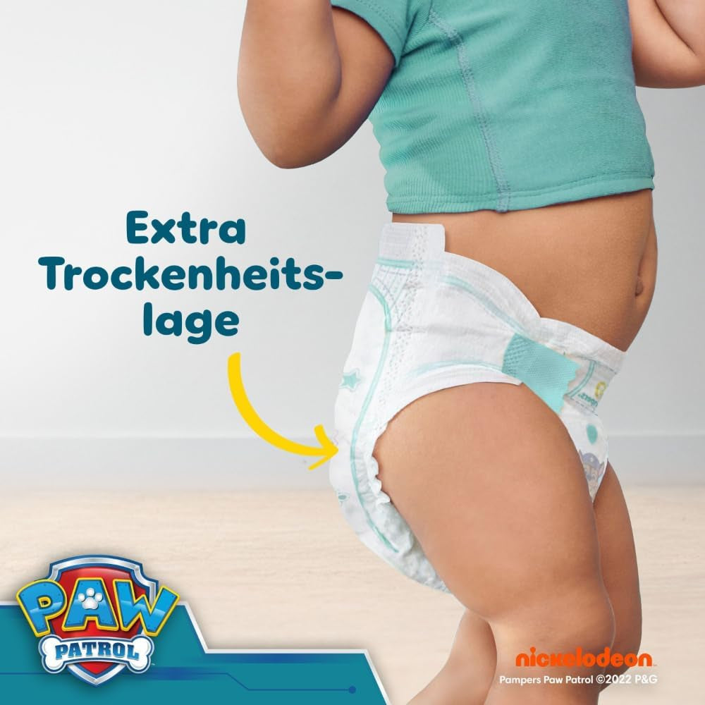 Scutece Pampers Baby-Dry Ediția Patrula Cățelușilor, mărimea 5, 186 de scutece, 11 kg - 16 kg, protecție împotriva scurgerilor de până la 100% și confort toată noaptea