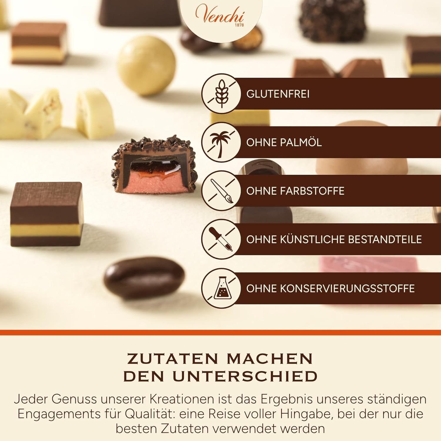 Venchi - Chocoviar w kostkach 75% - Praliny z nadzieniem „Cuor di Cacao”, ekstra ciemna czekolada i granulat Chocoviar 75% - opakowanie zbiorcze 1 kg - Wegańskie - Bezglutenowe