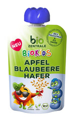 Biozentrale Biokids Przecier owocowy jabłka borówki owies | 12X90G | Wegańska przekąska owsiana owocowa | Bez dodatku cukru granulowanego Sklep dla Matki i Dziecka Naty Shop