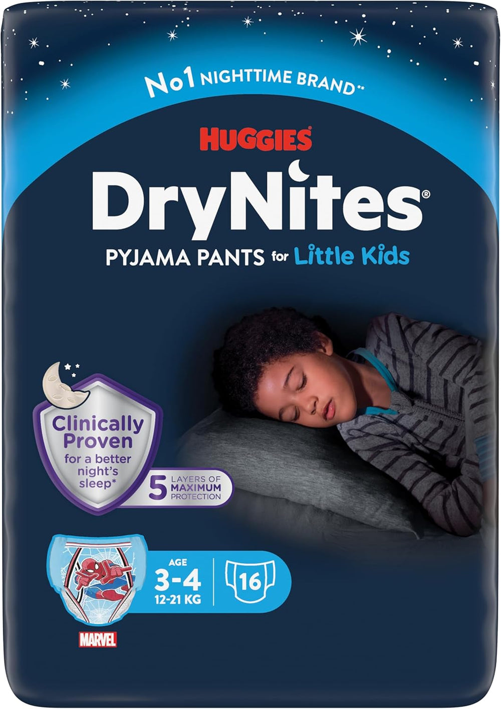 Huggies DryNites Pieluszki do moczenia nocnego, chłopcy 13-około 17 lat (48-60kg), 33 sztuki (3x11), duże opakowanie miesięczne, majtki XL