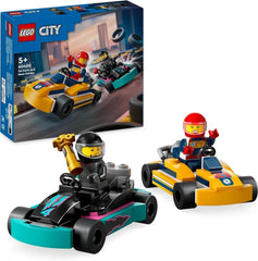 LEGO City Gokarty z kierowcami, 2 minifigurki kierowców i zestaw samochodów wyścigowych, samochody zabawkowe dla 5-letnich chłopców i dziewcząt, fajny prezent dla dzieci 60400 Zestawy do budowania Besuche den LEGO-Store Single