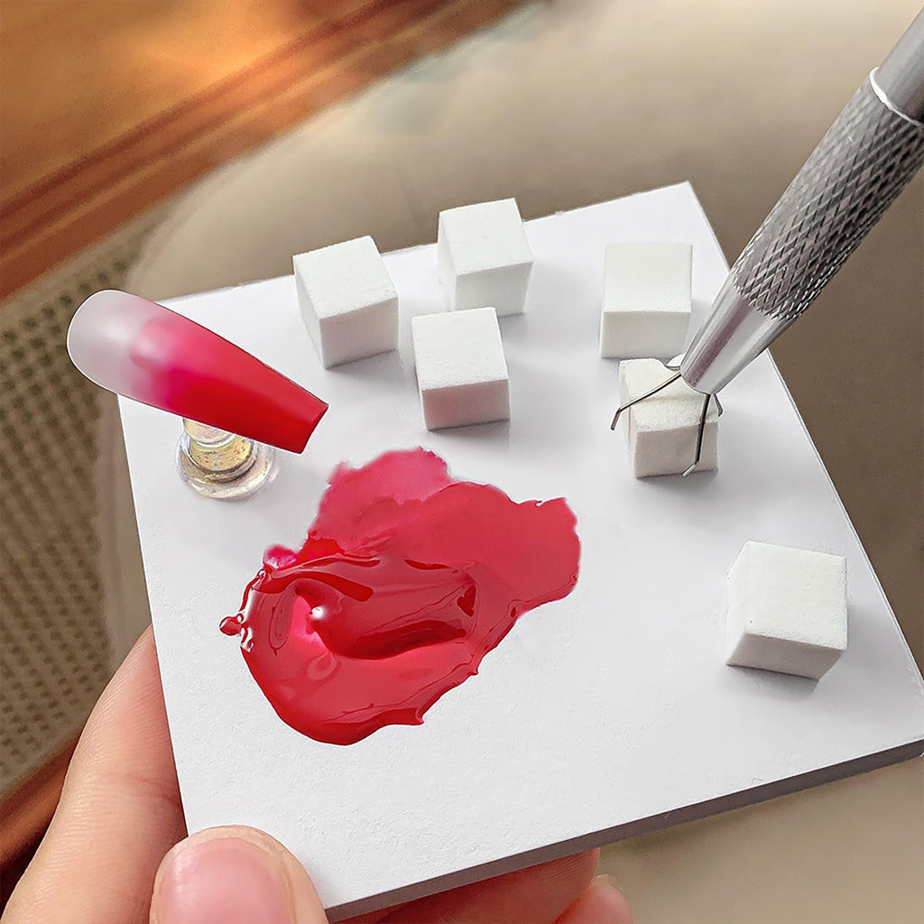 200 Stück Nail Art Schwamm Mit Metallgreifer, Nageldesign Zubehör Schwammpinsel, Um Eine Vielzahl Von Gradient Nail Art Patterns Zu Erstellen(Weiß)