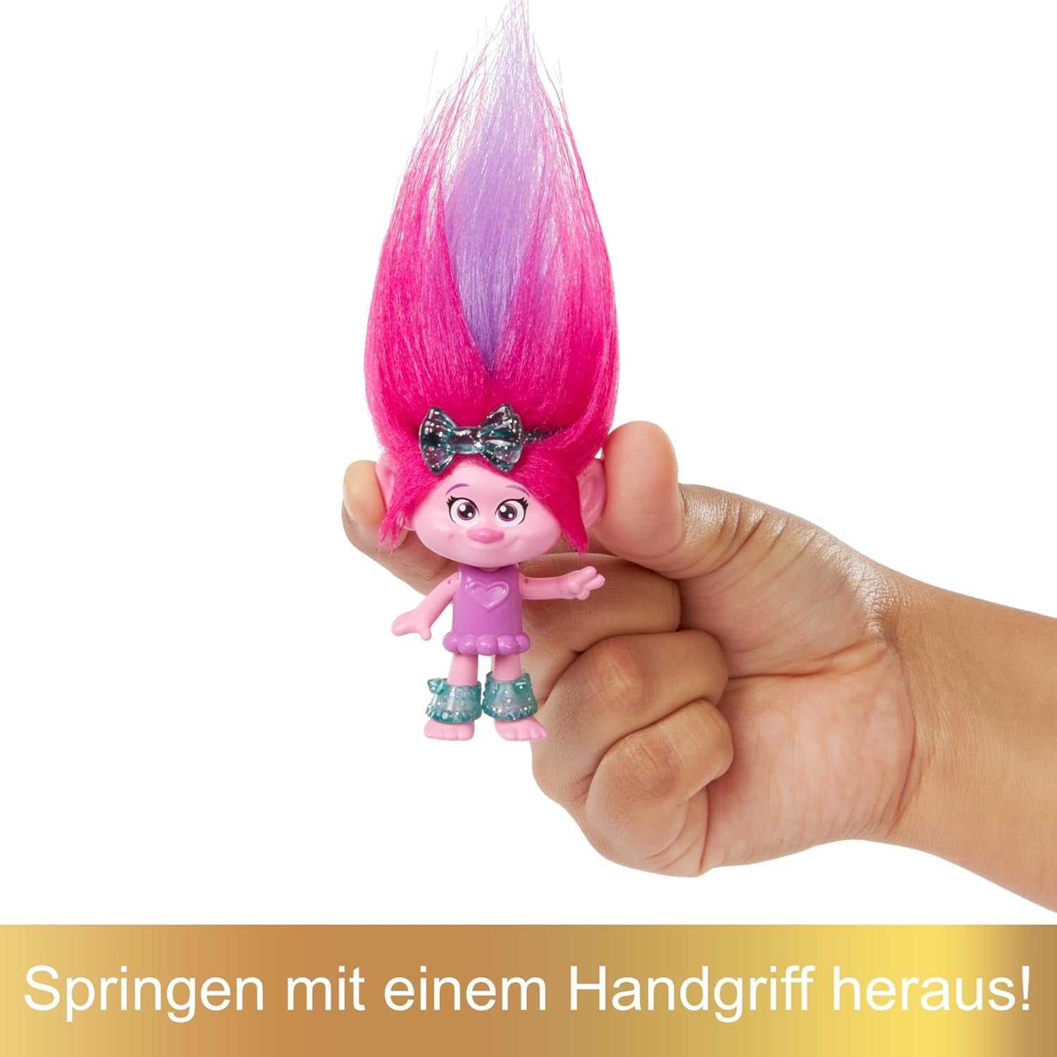 Mattel DREAMWORKS TROLLS Gemeinsam Stark – Haarige Überraschungen Poppy Königin Poppy, Viva, Branch und Guy Diamond Plüschhaar, 2 Haarige Überraschungen, Zubehör, für Kinder ab 3 Jahren, HNF10