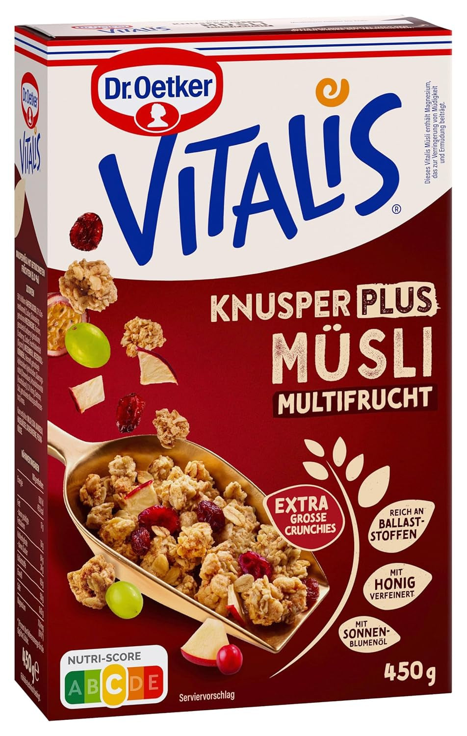 Dr. Oetker Vitalis KnusperPlus Double Chocolate: Chrupiące musli z mleczną i gorzką czekoladą, opakowanie 7 szt. (7 x 450 g)